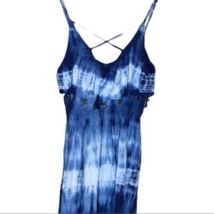AMERICAN EAGLE BLUE TIE-DYED DRESS With Coin Detailing M NWT 100% Soft Viscose